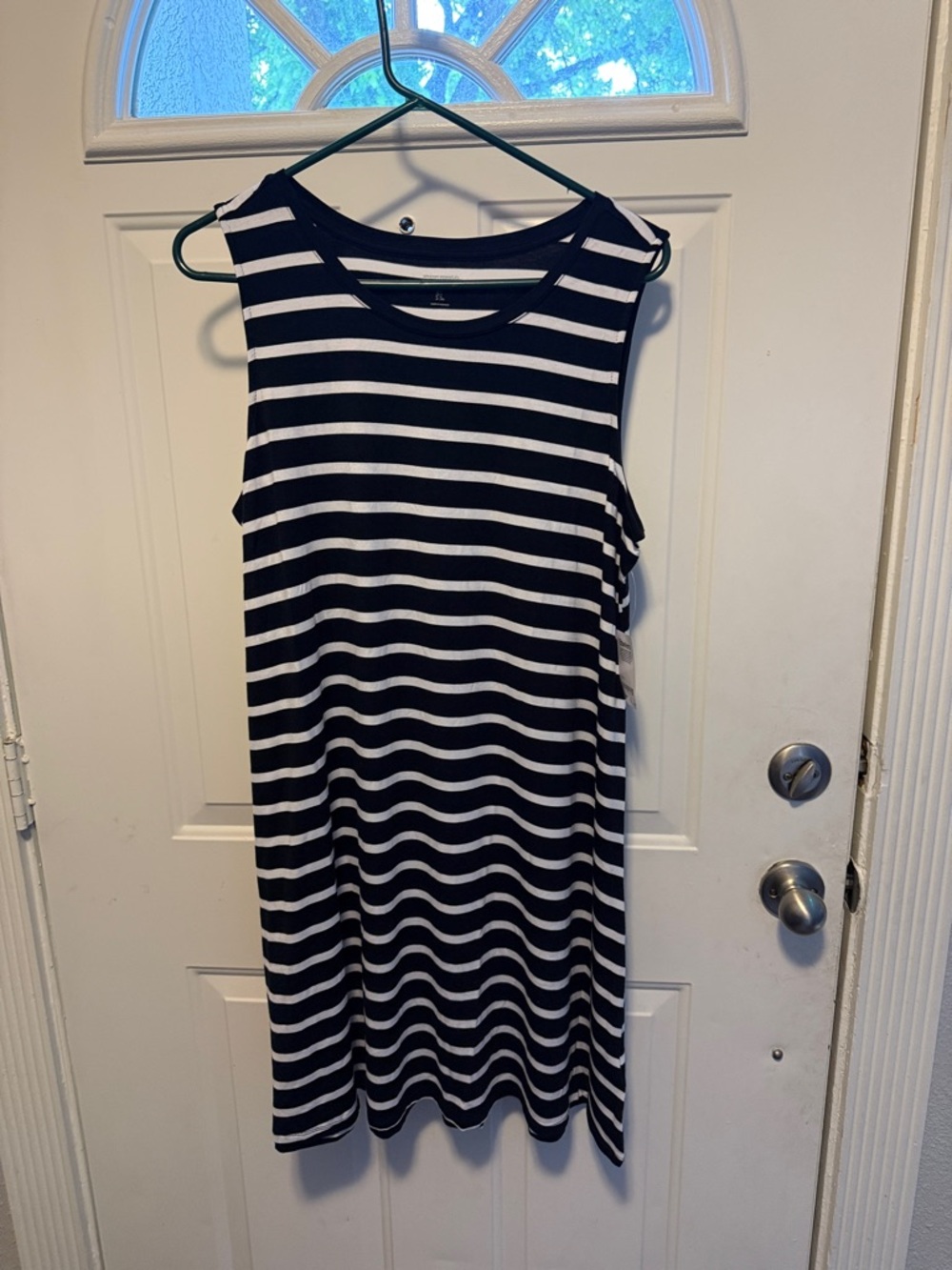 Amazon Essentials Navy and White Sleeveless Striped Midi Dress
